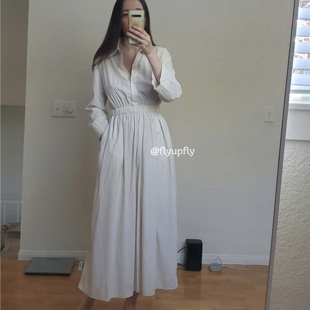 ZARA MIDI SHIRT DRESS Cream Size M & L - Picture 6 of 12